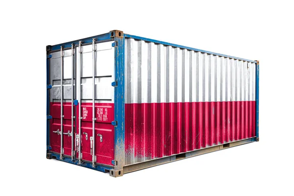 Concept Poland Export Import Container Transporting National Delivery Goods Transporting — Stock Photo, Image