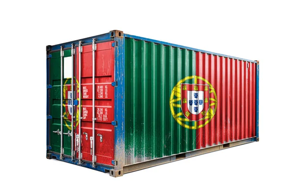 Concept Portugal Export Import Container Transporting National Delivery Goods Transporting — Stock Photo, Image