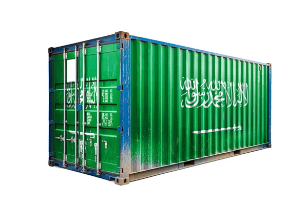 Concept Saudi Arabia Export Import Container Transporting National Delivery Goods — Stock Photo, Image