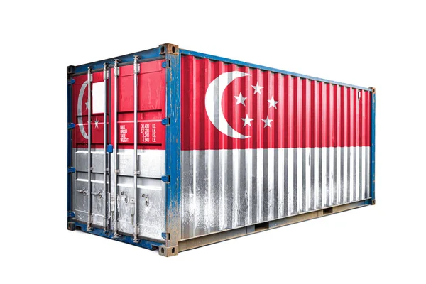 Concepto Exportación Importación Singapur Transporte Contenedores Entrega Nacional Mercancías Contenedor — Foto de Stock