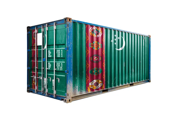 Concept Turkmenistan Export Import Container Transporting National Delivery Goods Transporting — Stock Photo, Image