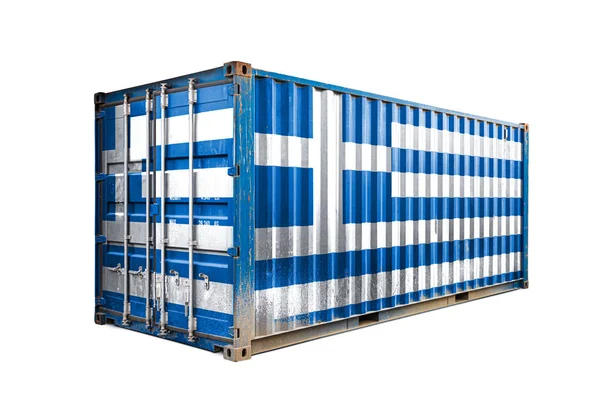 Concept Greece Export Import Container Transporting National Delivery Goods Transporting — Stock Photo, Image