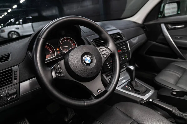 Novosibirsk Rusko Srpen 2019 Bmw Zavírající Palubní Desku Hráč Volant — Stock fotografie