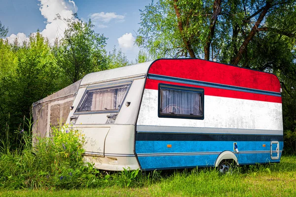 Car Trailer Motor Home Painted National Flag Luxembour — Stock Photo, Image