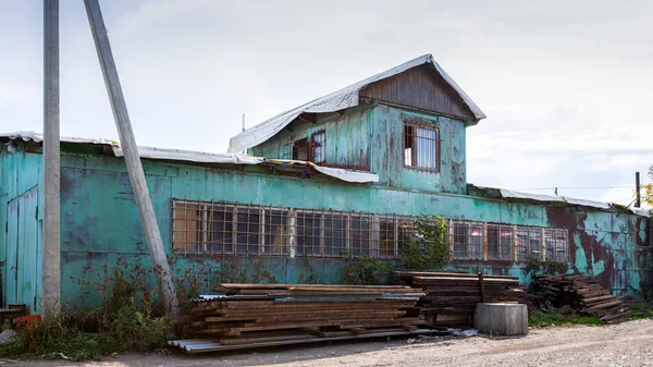 Facade Blue Warehouse Commercial Building Storage Goods Concept Storage Goods — Stock Photo, Image