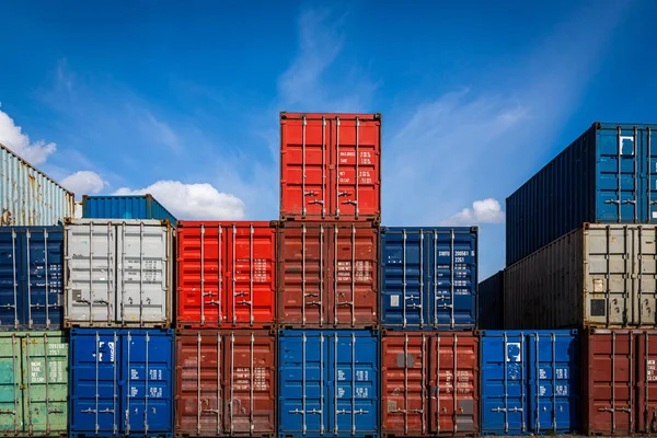 Het Grondgebied Van Container Freight Yard Veel Metalen Containers Voor — Stockfoto