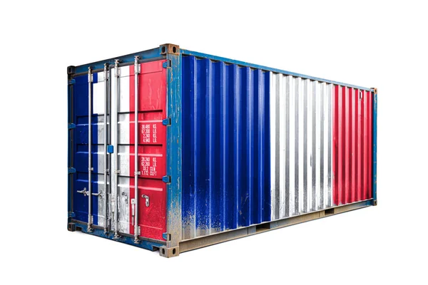 Conceito França Exportação Importação Transporte Contentores Entrega Nacional Mercadorias Contentor — Fotografia de Stock