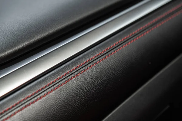 Part Leather Car Headrest Seat Details Lose Red Black Leather — Stock Photo, Image