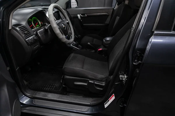 Novosibirsk Rusia August 2019 Chevrolet Captiva Mașină Lux Neagră Interior — Fotografie, imagine de stoc