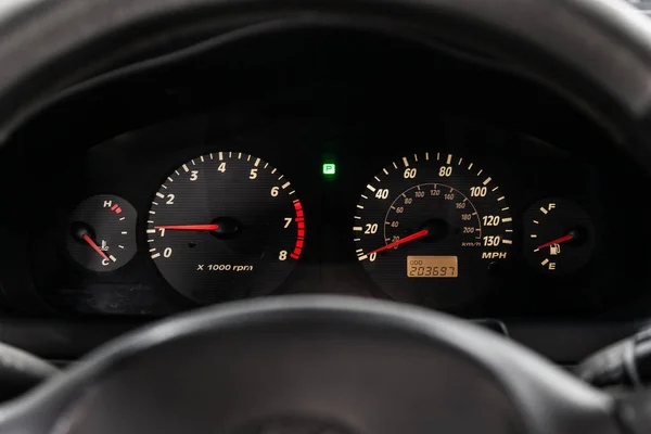 Novosibirsk Rusya Ağustos 2019 Hyundai Santa Odometer Ile Gösterge Otomobil — Stok fotoğraf