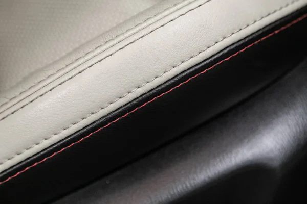 Part Leather Car Headrest Seat Details Lose Beige Black Leather — Stock Photo, Image