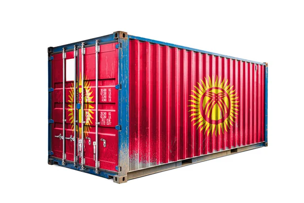 Concept Kyrgyzstan Export Import Container Transporting National Delivery Goods Transporting — Stock Photo, Image