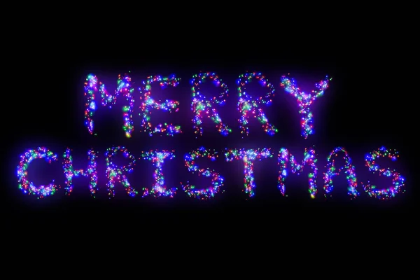 Feliz Natal Lettering Brilho Elétrico Multi Colorido Diferentes Cores Guirlanda — Fotografia de Stock