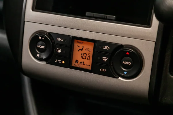 Black Detail Air Conditioning Button Dashboard Information Temperature Car — Stock Photo, Image