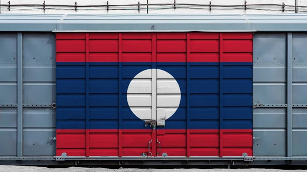Frontansicht Eines Containerzuges Güterwagen Mit Einer Großen Metallschleuse Mit Der — Stockfoto