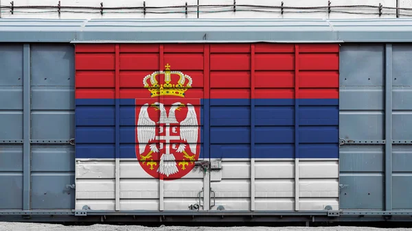 Přední Pohled Kontejnerové Vlakové Nákladní Auto Velkým Kovovým Zámkem Národní — Stock fotografie