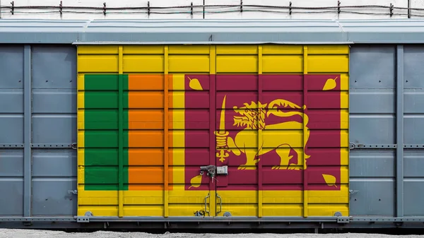 Μπροστινή Όψη Ενός Σιδηροδρομικού Αυτοκινήτου Μεταφοράς Φορτίου Μια Μεγάλη Μεταλλική — Φωτογραφία Αρχείου