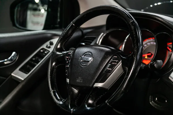 Novossibirsk Russie Septembre 2019 Nissan Murano Voiture Luxe Noire Intérieur — Photo