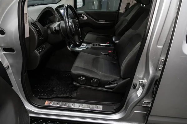 Novosibirsk Russia September 2019 Nissan Pathfinder Black Luxury Car Interior — Stock Photo, Image