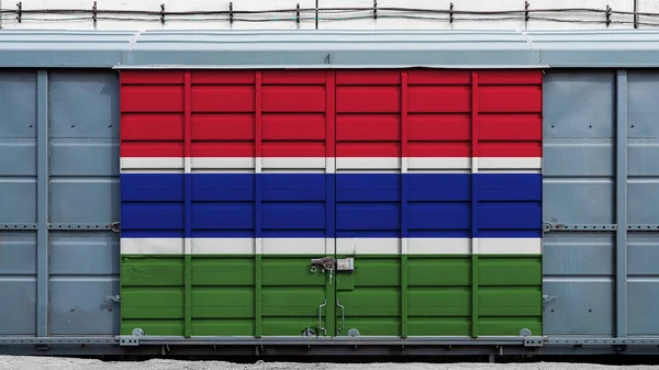 Frontansicht Eines Containerzuges Güterwagen Mit Einer Großen Metallschleuse Mit Der — Stockfoto