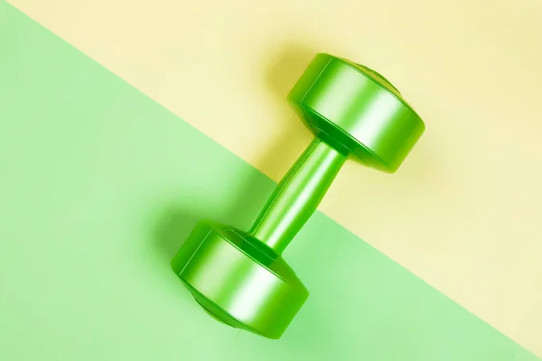 Minimalistisk Sport Platt Bark Med Grön Hantel Geometrisk Grön Gul — Stockfoto