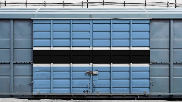 Vista Frontal Vagão Carga Trem Contêiner Com Uma Grande Fechadura — Fotografia de Stock