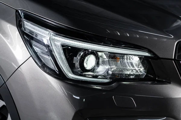 Novosibirsk Russia October 2019 Subaru Forester Car Headlights Exterior Detail — Stock Photo, Image