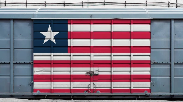 Vooraanzicht Van Een Container Trein Goederenwagen Met Een Groot Metalen — Stockfoto