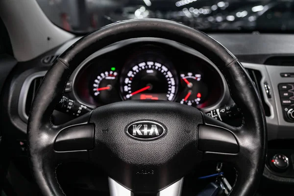 Novosibirsk Russia September 2019 Kia Sportage Black Luxury Car Interior — Stock Photo, Image