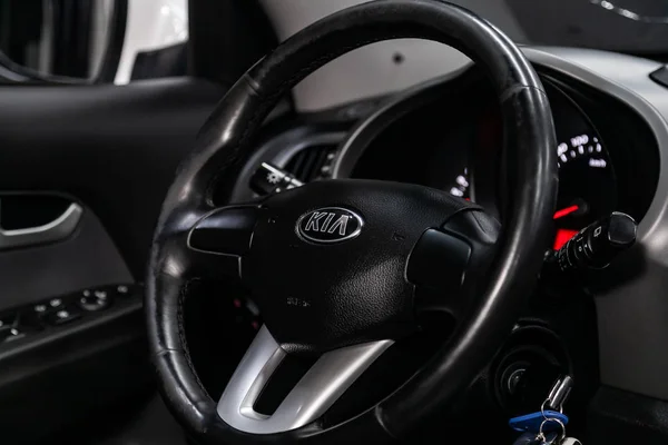 Novoszibirszk Oroszország Szeptember 2019 Kia Sportage Black Luxury Car Interior — Stock Fotó