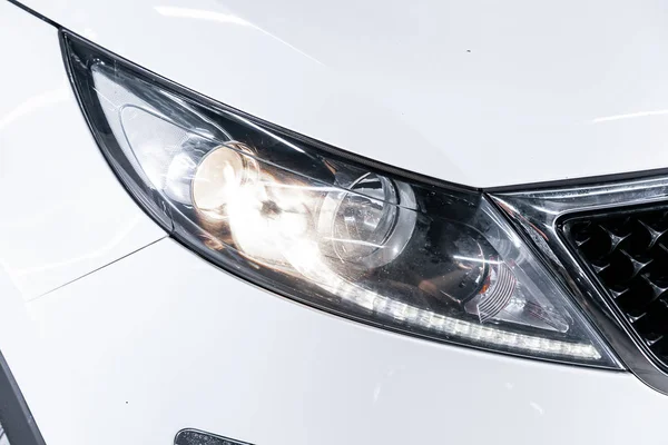 Novoszibirszk Oroszország Szeptember 2019 Kia Sportage Car Headlights Külső Részletek — Stock Fotó