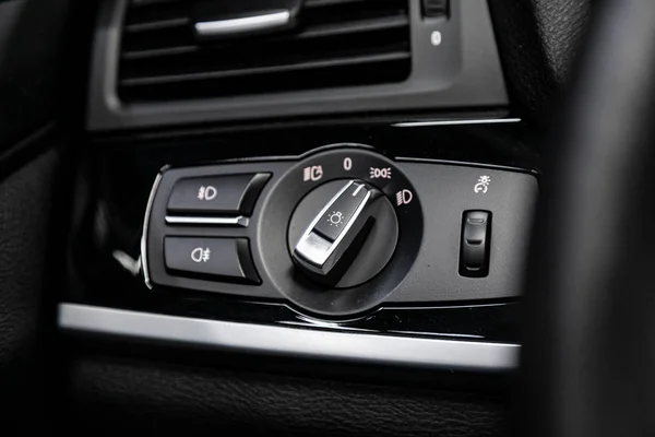 Novosibirsk Russia September 2019 Bmw Close Headlight Switch Control Buttons — Stock Photo, Image