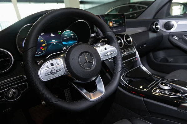 Novosibirsk Rusland April 2020 Mercedes Benz Klasse Stuurwiel Schuifhendel Dashboard — Stockfoto