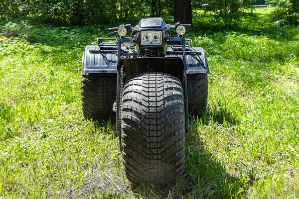 Novosibirsk Russia May 2020 Black Homemade Swamp Buggy Front View — Stock Photo, Image