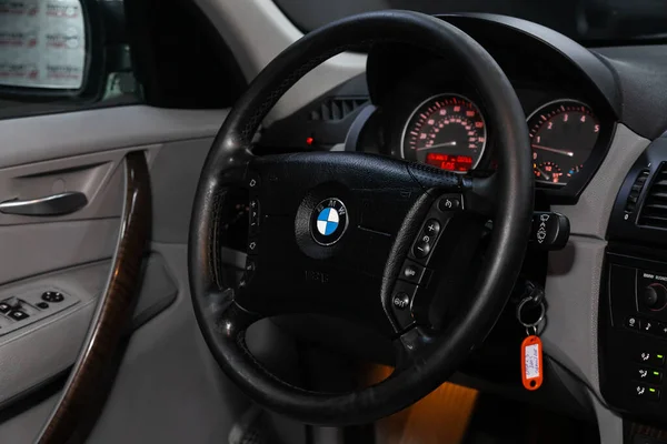 Novosibirsk Russia May 2020 Bmw Luxury Car Interior Steering Wheel — Stock Photo, Image