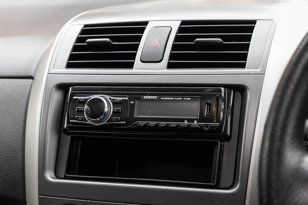 Novosibirsk Rússia Maio 2020 Toyota Fielder Close Black Panel Rádio — Fotografia de Stock