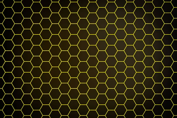 一个用于蜂蜜的黄色蜂窝单色蜂窝的3D示例 简单的几何六边形图案 马赛克背景 蜂窝概念 — 图库照片