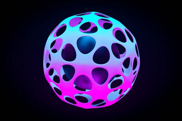 Illustration Une Boule Rose Fluo Bleue Avec Différentes Fenêtres Dans — Photo