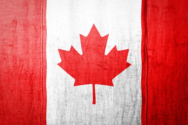 Kanadská Národní Vlajka Znázorňující Barvy Starém Textilu Příznak Banner Textuře — Stock fotografie