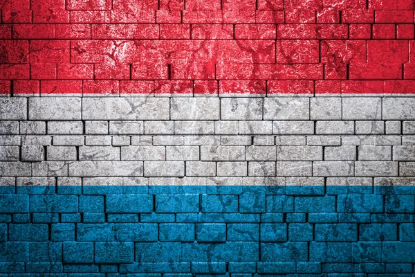 Bandera Nacional Luxemburgo Fondo Pared Ladrillo Concepto Orgullo Nacional Símbolo —  Fotos de Stock
