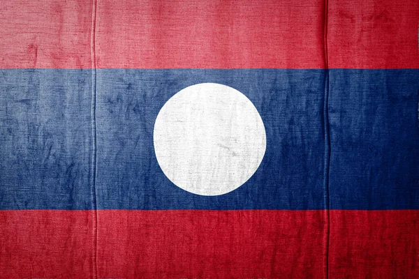 Nationalflagge Von Laos Die Lackfarben Auf Alten Textilien Abgebildet Ist — Stockfoto