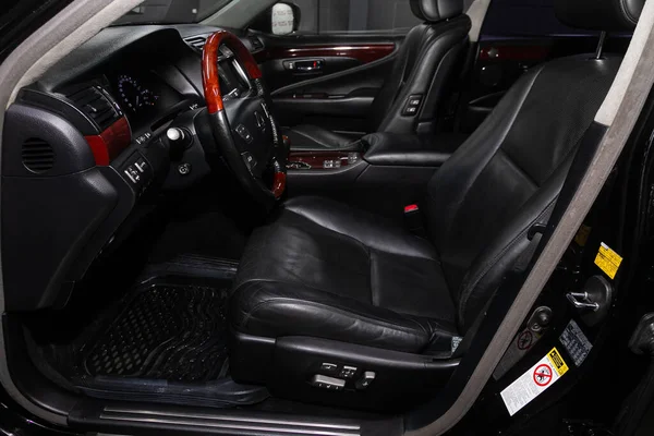 Novosibirsk Russia May 2020 Lexus Dark Car Interior Steering Wheel — Stock Photo, Image