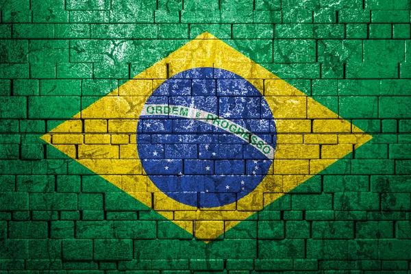 Εθνική Σημαία Της Βραζιλίας Τούβλο Τοίχο Φόντο Έννοια Της Εθνικής — Φωτογραφία Αρχείου