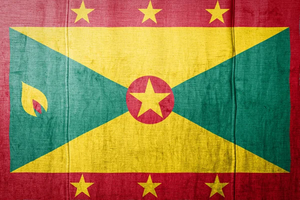 National Flag Grenada Depicting Paint Colors Old Textile Flag Banner — Stock Photo, Image