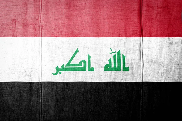 Nationale Vlag Van Irak Afgebeeld Verfkleuren Oud Textiel Vlag Banner — Stockfoto