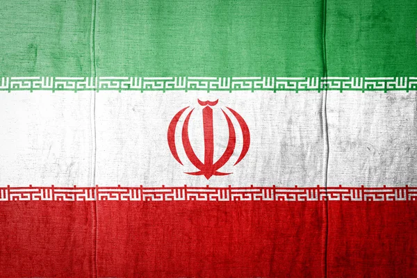 National Flag Iran Depicting Paint Colors Old Textile Flag Banner — Stock Photo, Image