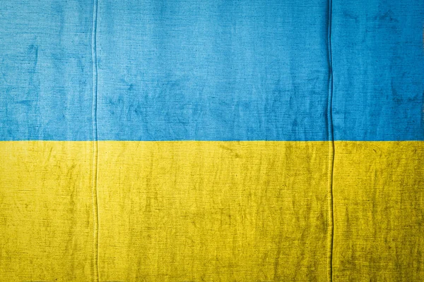 Nationalflagge Der Ukraine Die Farbtönen Auf Alten Textilien Dargestellt Wird — Stockfoto