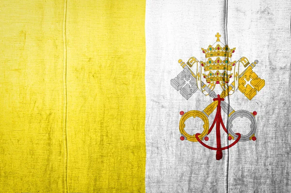Bandiera Nazionale Del Vaticano Raffigurante Colori Vernice Vecchi Tessuti Bandiera — Foto Stock