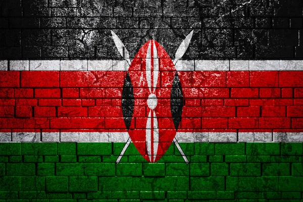 Bandiera Nazionale Del Kenya Sfondo Muro Mattonello Concetto Orgoglio Nazionale — Foto Stock