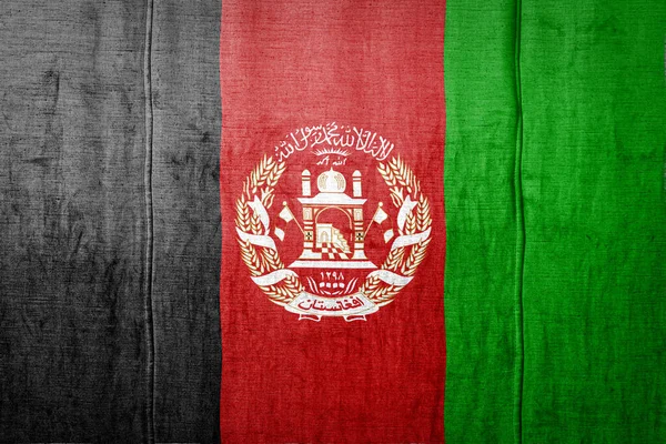 Afganisztán Nemzeti Zászlaja Festett Színekben Régi Textilen Zászló Banner Szövet — Stock Fotó